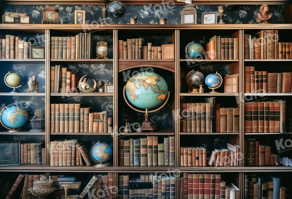 Kate Back to School Book Shelf Globe Backdrop Designed by Chain Photography